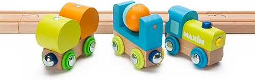 Miniatura 4 de Juego de tren de madera de 3 piezas, tren junior para juego imaginativo, juego de tren magnético, compatible con las principales marcas de