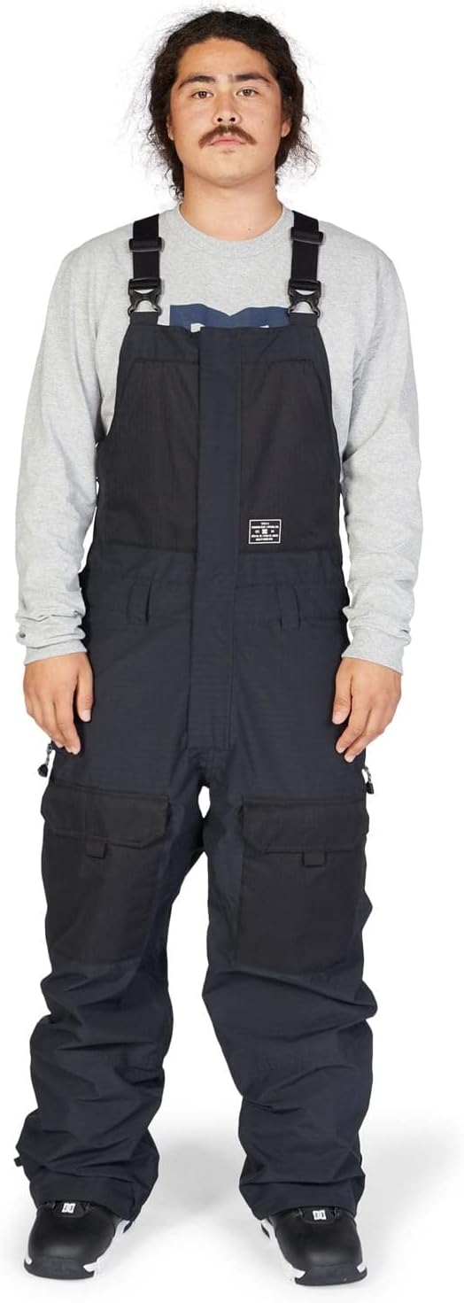 DC Men's Shadow Shell Snowboard Bib Pants - Black - Small