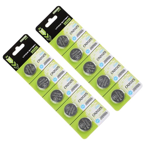 NUEAYMS 5 unidades / 10 pilas de botón CR2025 de 3 V con baja descarga eficiente CR2025 baterías para varios dispositivos electrónicos de litio