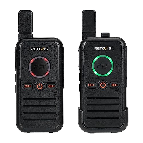 Retevis RB645 Walkie Talkie Rechargeable, PMR446 Handheld 2 Way Radio Compact, Dual PTT Radio, USB C VOX Hands Free, Professional Family Travel Walkie Talkie Camping (2 Pcs, Black)