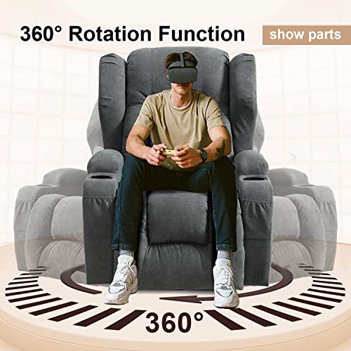 Ipkig Manual Recliner Chair For Adult - Swivel Rocker Recliner Chairs, Living Room Recliner Classic Single Sofa With Cup Holders, Side Pockets And Lumbar Pillow Home Theater Seat Rocking Chair (Blue) #TOP3