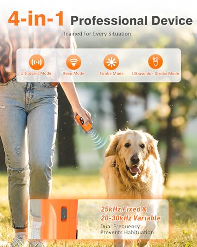 Image of Dog Bark Deterrent Devices | Stop Your & Neighbor's Dog Barking | 3X Ultrasonic & 23ft Range Anti Barking Device | Dog Behavior Correction Training Indoor Outdoor