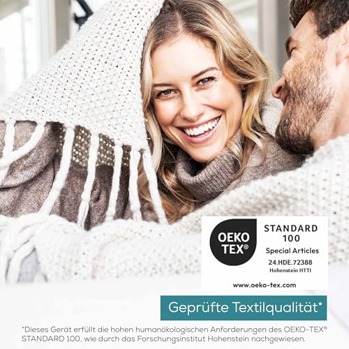 Beurer HK 123 Heizkissen, Made in Europe, Ober- und Unterseite aus 100% recyceltem Material, kuschelig weich, 60 x 30 cm, 6 Temperaturstufen und Abschaltautomatik, maschinenwaschbar, grau