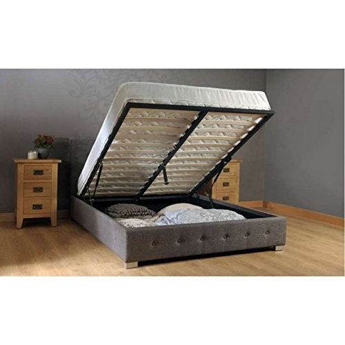 Jia Interiors -Double Ottoman Grey Storage Bed, Excellent Comfort & Stylish Storage Solution-Easy to Build -Strong and Durable -Great gift idea for your family,spouse & friends (143x205 CM)