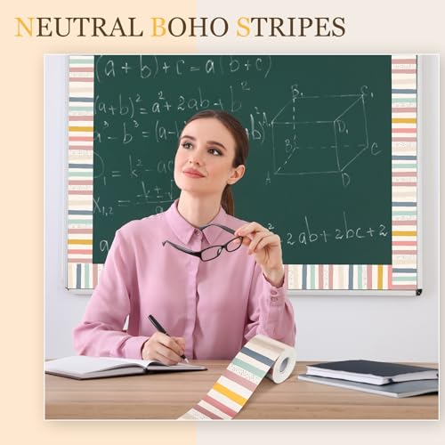 image for Zonon Classroom Bulletin Board Border 65 Feet Polk Dot Stripes Straigh