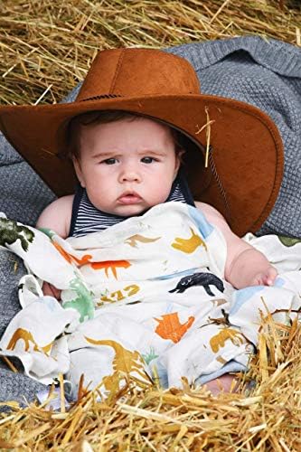 Aenne Baby Muslin Baby Swaddle Blanket Dinosaur Dino Print, Baby Shower Gifts, Luxurious, Soft and Silky, 70% Bamboo 30% Cotton 120x120cm (1pack), Baby boy Nursing Cover, wrap, Burp Cloth