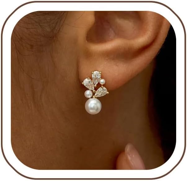 Aretes de Perla en Corazón, No Piercing, Elegantes, para Mujer