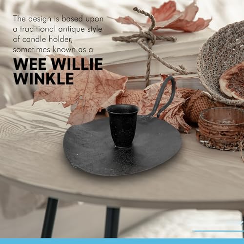 Thorness Antique style Iron Wee Willie Winkie Handheld Candle Holder | Chamberstick candle holder | wedding décor, dining room | studio prop bar decoration | gothic décor | Table centrepiece - Image 4