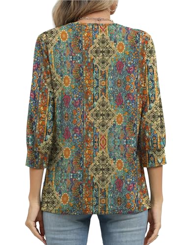 WIHOLL Womens Tops Trendy 3/4 Length Sleeve Womens Blouses Boho Clothes Vacation Outfits S — view 5