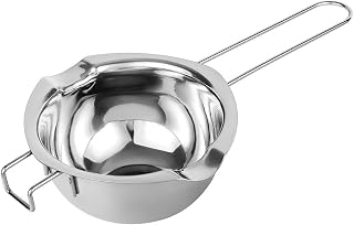 Heshebuy 600ml Stainless Steel Double Boiler Pot with Heat-Resistant Handle for Chocolate, Wax, Candy, Soap Melting