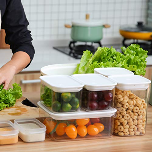 Citylife 7 Set Clear Food Storage Containers with Lids Fridge Produce Saver Plastic Cereal Container Kitchen Pantry Storage Organization Container for Food