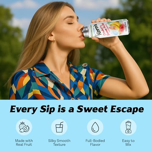 Image of Kern's Strawberry Banana Nectar Lata Botella - Fresh Fruit Puree & Tropical Fruit Juice Concentrate for Smoothie Mix, Cocktail Mixers & Kids Beverages - 15.5oz, 12 Pack Resealable Juice Bottles