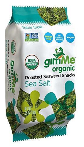 GimMe Health Foods Organic Roasted Seaweed Snacks, Sea Salt, 0.35 Ounce (Pack of 4)