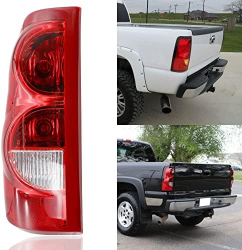 Tail Light Assembly Compatible with 2003 2004 2005 2006 Chevy Silverado 1500 2500 3500, Tail Lights Rear Brake Lamps with Wiring Harness & Bulb （Left Driver Side）