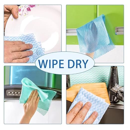 Image of Non-Woven Kitchen Towel Roll | Blue | 240 Pulls | 80 Pulls x 3 Rolls | Washable, Eco-Friendly, Disposable Cleaning Towels for Home, Office, and Kitchen Use | Soft & Highly Absorbent