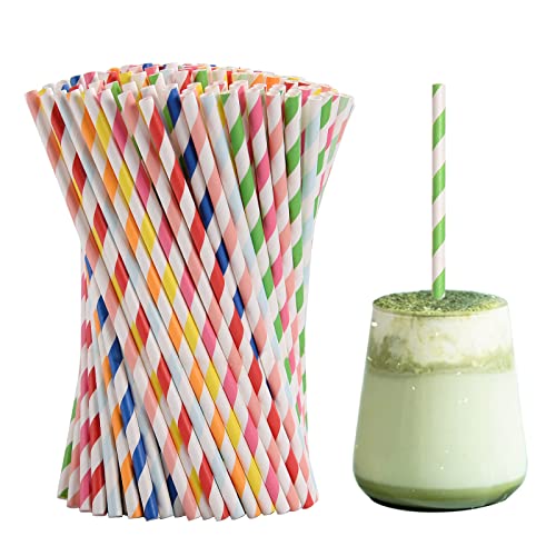 250 Stück Papierstrohhalme,10 Farben Strohhalme Papier,Papier Trinkhalme Einweg,Hochwertiger Papierstrohhalm,Gesund und Umweltfreundlich und Langlebig,Geeignet für Geburtstagsfeiern Cover