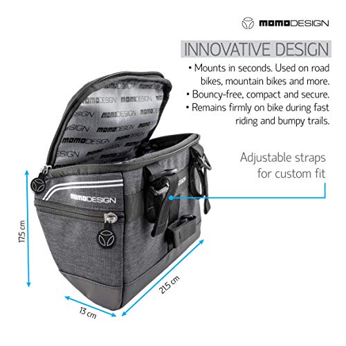 Momodesign Bike Hb01 Bicycle Cycling Handlebar Bag, See-Through Pocket For Phone Gps, Multiple Pockets, Water Resistant, Universal Fit, 3L Capacity #TOP7