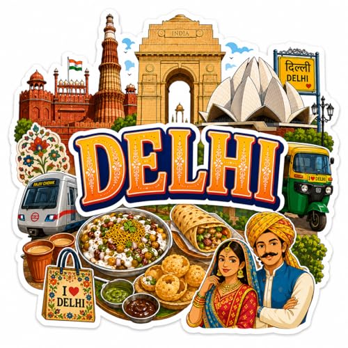 Image of Zesta Wooden Fridge Magnets Set | Refrigerator Decor Magnets for Kitchen | India Souvenir Fridge Magnet Collection | Wooden Magnet for Fridge Door Decoration (Delhi)
