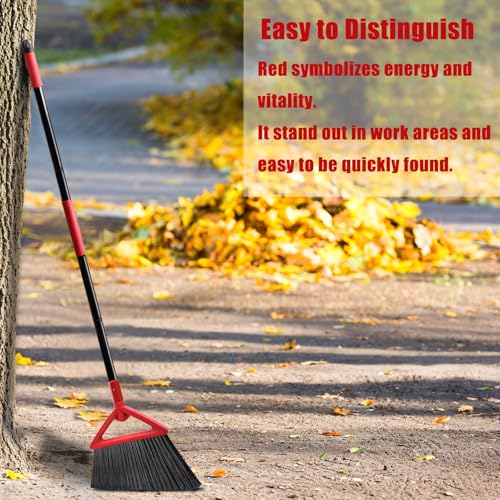 Image of Heavy Duty Broom Outdoor and Indoor, 2 Pack Upgraded Commercial Angle Brooms, Perfect Red Broom of House, Kitchen, Garage, Courtyard