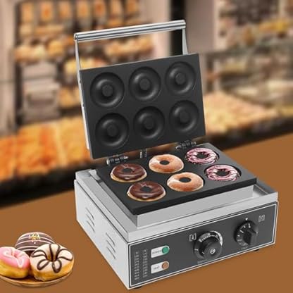 Kommerzieller Donut-Maker, Donut-Maschine aus Edelstahl und Aluminium, 6 Löcher für Dessertladen (EU-Stecker 220 V) – Bild 4