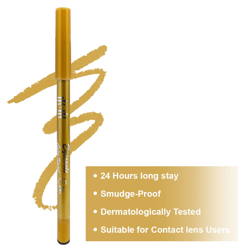 Makeup & More Kajal, Gold, Lasts 24 hours, Waterproof, Smudge Proof, Soft And Smooth Application, 1.5g 2
