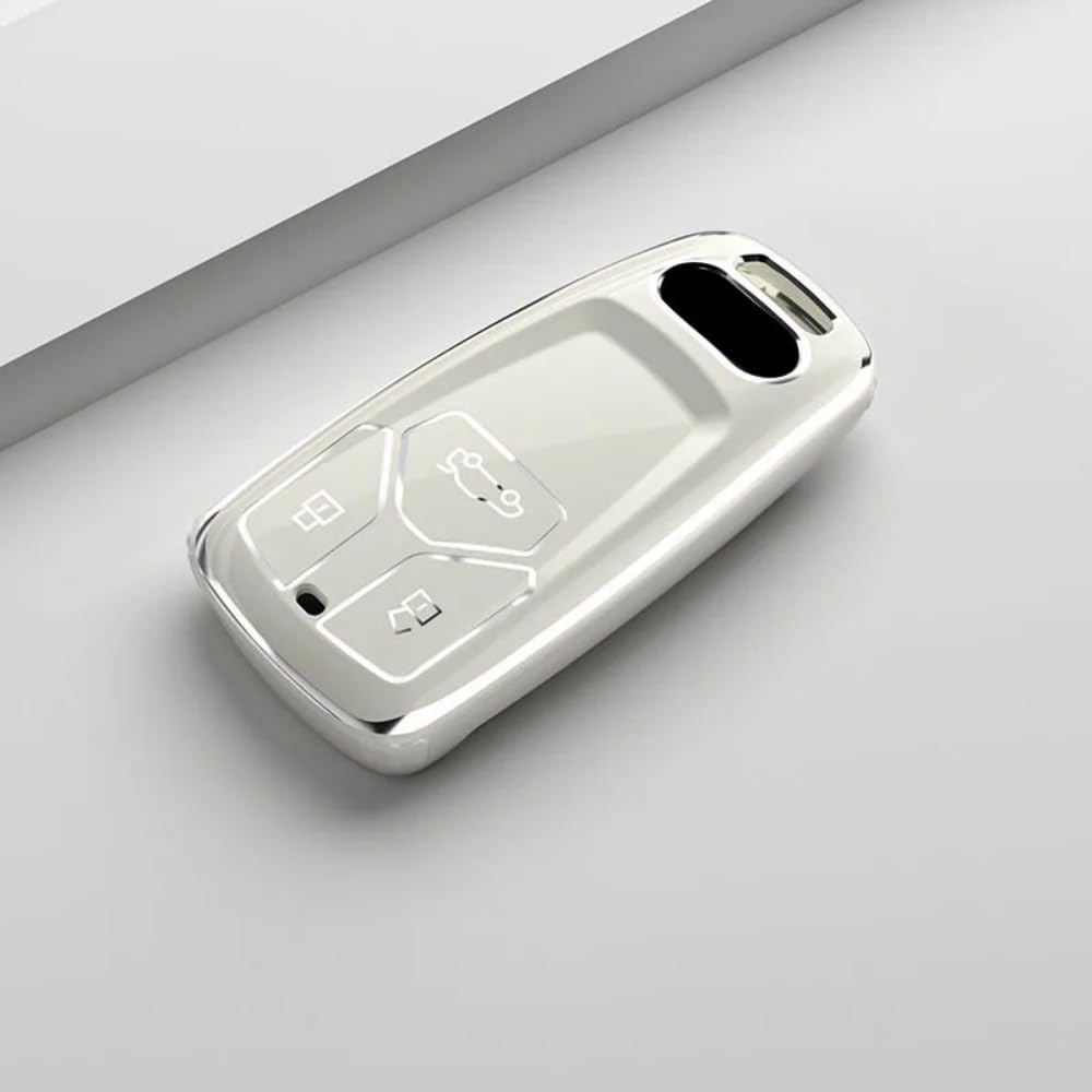 Coque de clé Audi antichoc en TPU souple blanc, étui de protection haute précision