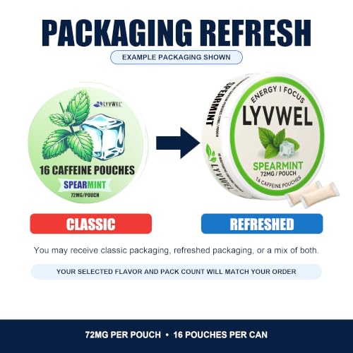 Image of LyvWel 72mg Caffeine Energy Pouches - Watermelon - Juicy, Refreshing Energy with Guarana - 5-Pack (80 Total Pouches)