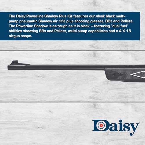 Daisy Powerline Model 880 Shadow Air Rifle Kit with 4x15 Scope - Includes 500 Count Pellets, 750 Count BBS, and Safety Glasses - 800 FPS,...