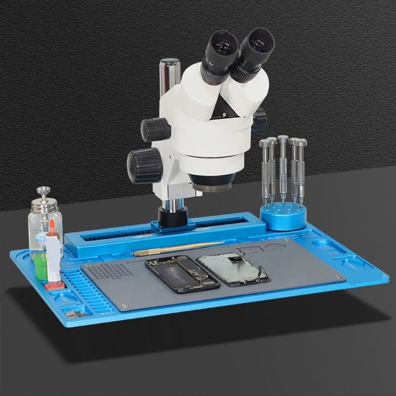 Microscope Aluminum Alloy Pad Microscope Fixed Base Soldering Mat(Gold)