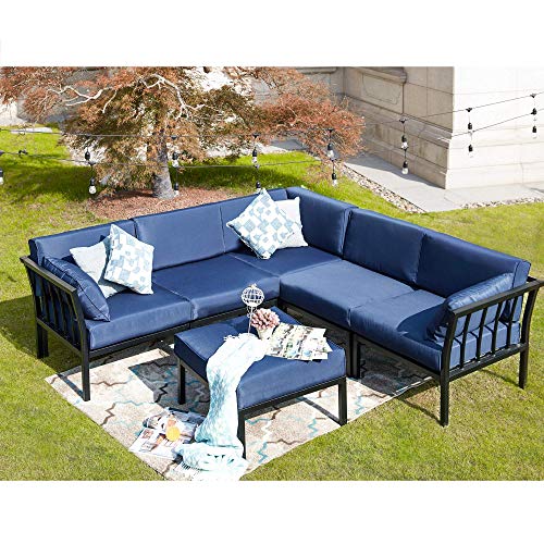 Image of LOKATSE Home 2 Piece Corner & Armless Sofa Outdoor Furniture Sectional Couch Set Patio Loveseat