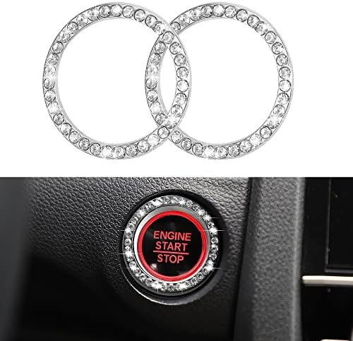 WINKA Car Engines Start Stop Accessories for Car Interior Decoration White 2pcs Rhinestone Diamond Sticker