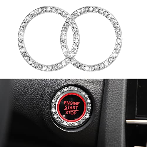 Winka Car Engines Start Stop Accessories For Car Interior Decoration White 2Pcs Rhinestone Diamond Sticker #TOP7
