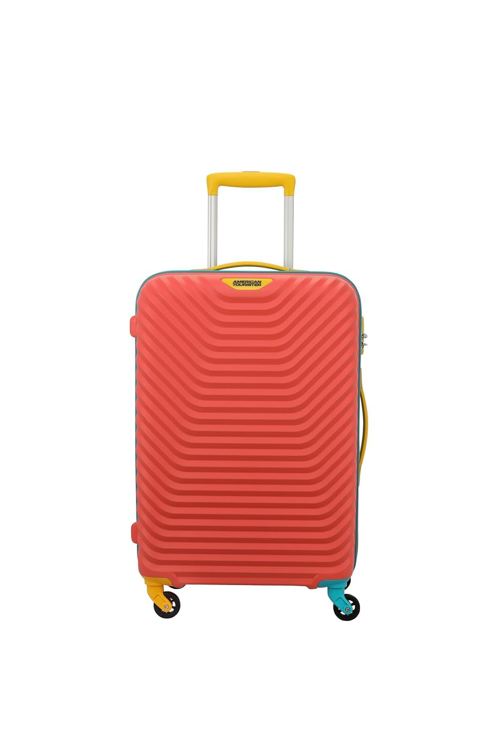 American Tourister Trolley Bag for Travel|Splash 55 and 68 Cms Hardsided Small Cabin and Medium Luggage Bag Set of 2 |Speed_Wheel 4 Wheel Suitcase for Travel|Trolley Bag for Travelling, Coral/Teal