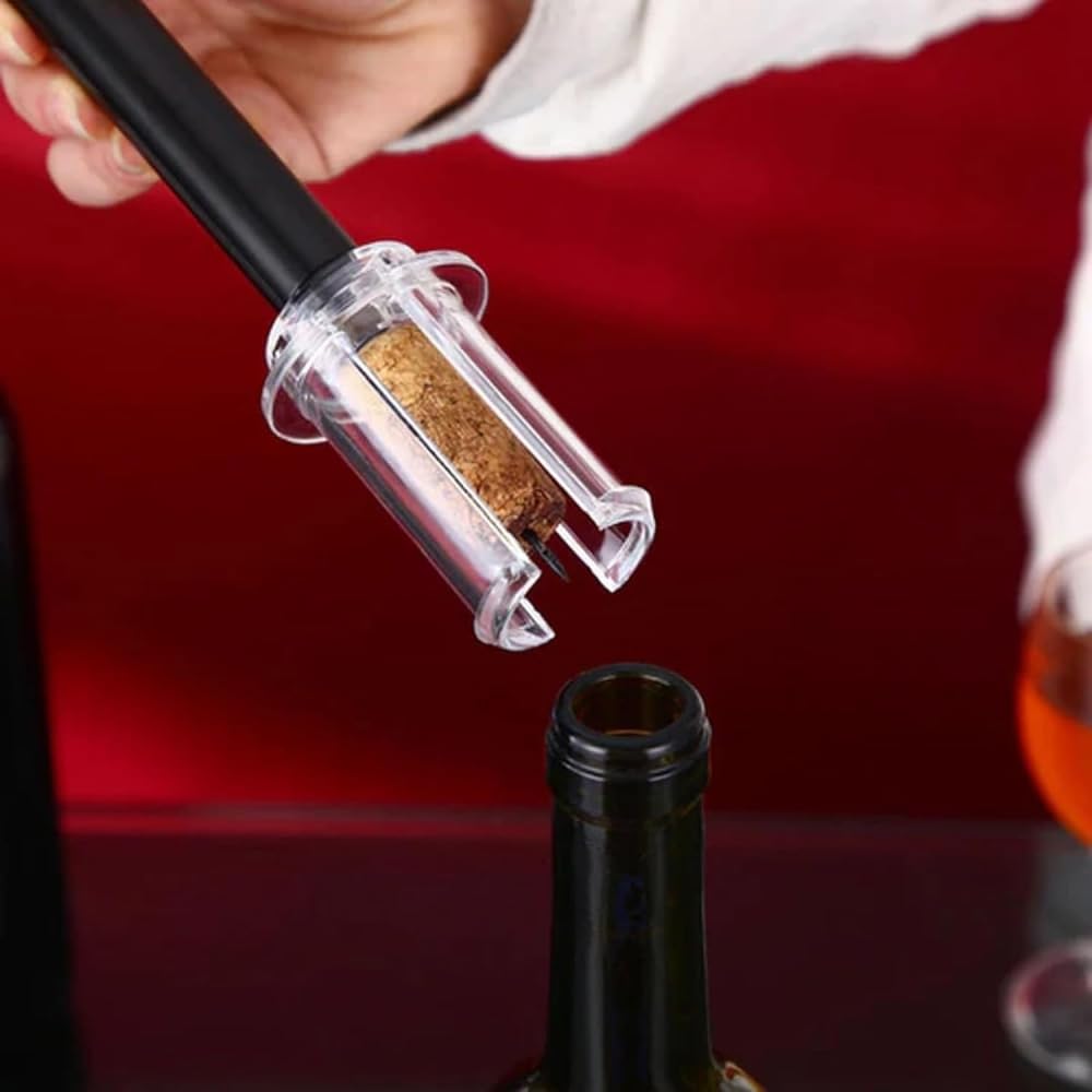 Zestaw do otwierania wina Wino on the Go, Zestaw do otwierania wina z pompką ciśnieniową, Igła do otwierania butelek z pompką, Próżniowe korki do wina do butelek wina, Prosty zmywacz do korka /38 (Co