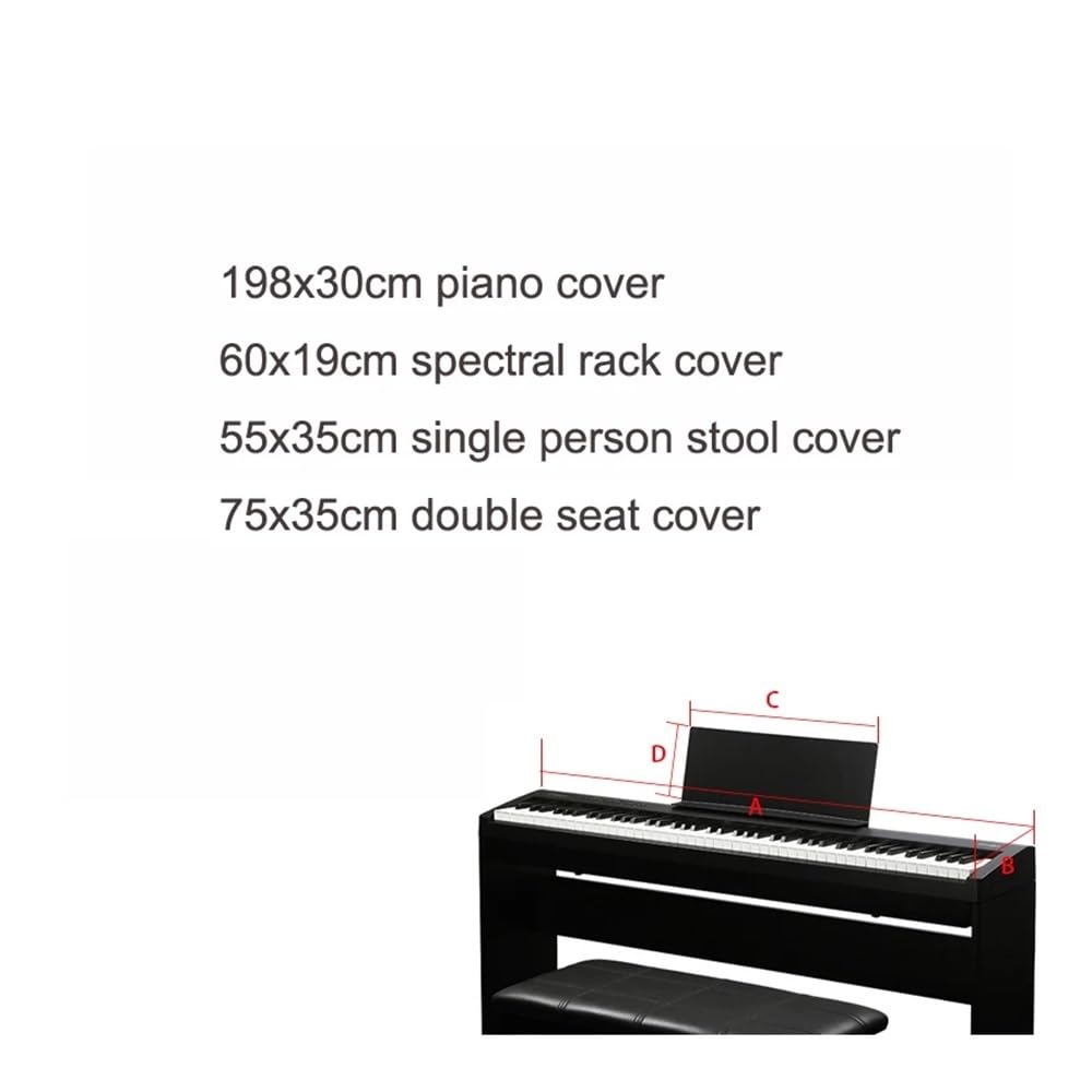 Nordic Luxury - Funda para piano electrónico de 88 teclas, a prueba de polvo, 61 teclas, cubierta para piano eléctrico, cubierta de estante, taburete (bronceado, juego de taburete doble)