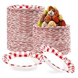 100Pcs Gingham Ice Cream Paper Bowls 12 oz Red and White Plaid Dessert Small Soup Bowls Summer Ice Cream Cups Hot or Cold Yogurt Food Containers for Picnic BBQ Crawfish Boil Birthday Party Supplies