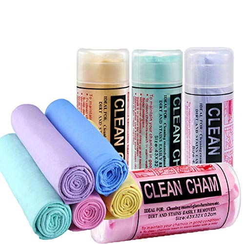 5 Pièces Peau de Chamois Chiffons de Nettoyage de Voiture Naturelle Chiffons de Nettoyage Chiffon Serviette de séchage Super Doux et Absorbant (43cmx66cm)