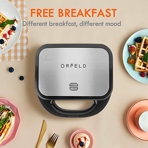 ORFELD Sandwich Maker, Sandwich Panini Grill, 750-Watts, 3-in-1 Detachable Non-stick Coating, LED Indicator Lights