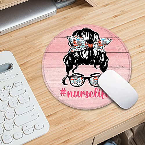 Zhantuone Nurse Life Round Mouse Pad With Non-Slip Rubber And Stitched Edges Desk Accessories Office Gifts For Women Friends Besties Daughter Graduation Friendship Birthday Gifts #TOP4