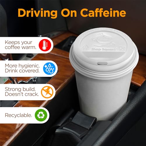 image for Shop Square (100-Pack) Coffee Cup Lids - Disposable Coffee Lids for 10