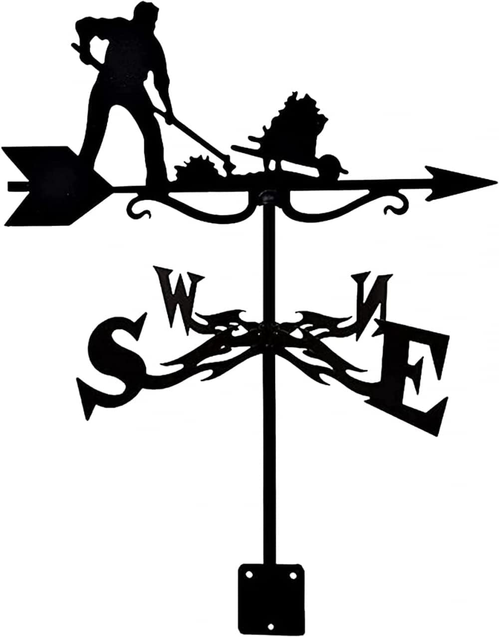 TAXXII Exquisite Weather Vane Weathervane Weathercock Gardener Wind Stainless Steel Farm Scene Indicator Black Satin for Courtyard Garden Outdoor