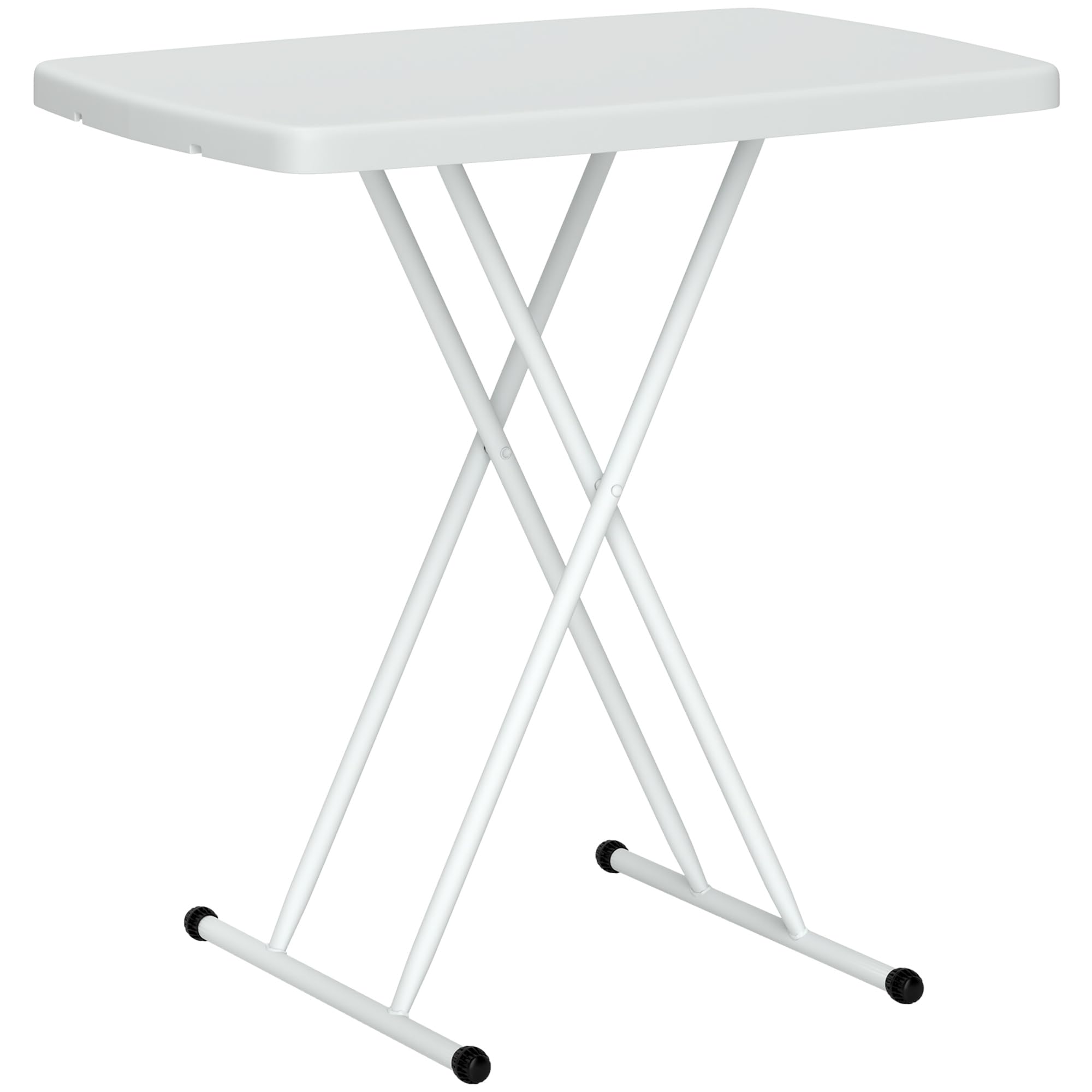 Outsunny 2.5 ft Folding Camping Table, Heavy Duty Picnic Table with 6 Adjustable Height for Indoor Outdoor Garden, Party, BBQ, White