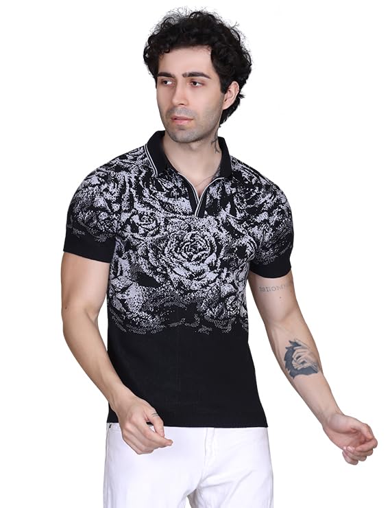 dzant Men's Polo t-Shirts Collar Neck Half Sleeve Summer and semi-Winter Woolen Knitted Cotton Button tee-picture-11