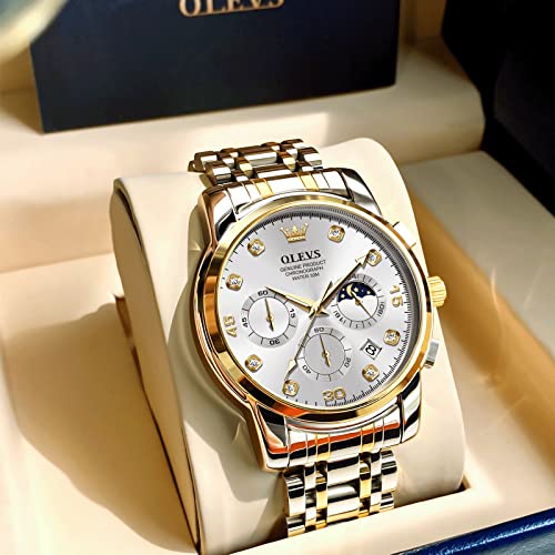 OLEVS-Fashion-Dress-Watches-for-Men-Male-Analog-Quartz-Stainless-Steel-Waterproof-Luminous-Day-Date-Two-Tone-WristwatchWrist-WatchesMen-Watch