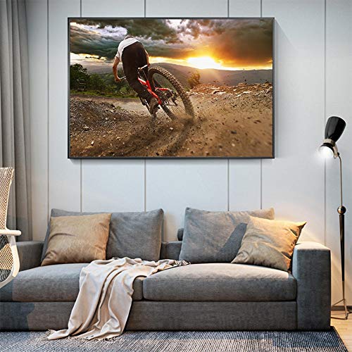 Affiche coucher de soleil biker pour déco chambre moderne 50x70cm