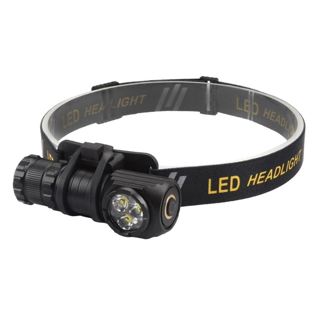 Latarka czołowa 3 LED z akumulatorem USB 5700K, latarka czołowa z magnesem, latarka kempingowa, wędkarska(A)