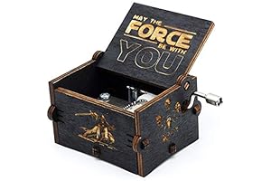 Youtang Mini Star Wars Wooden Music Box, Hand-Crank Laser Engraved Melody Tune