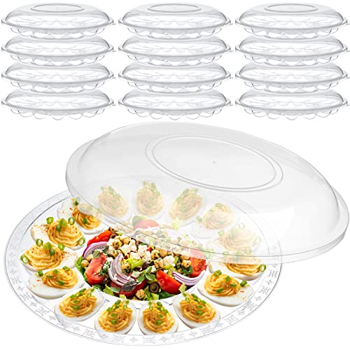 12 Pack Plastic Deviled Egg Tray With Lid 12 Inch Deviled Egg Carrier With Lid 15 Slot Deviled Egg Platter Reusable Egg Containers Clear Deviled Egg Holder For Party Serving Dish Plate Container #TOP21
