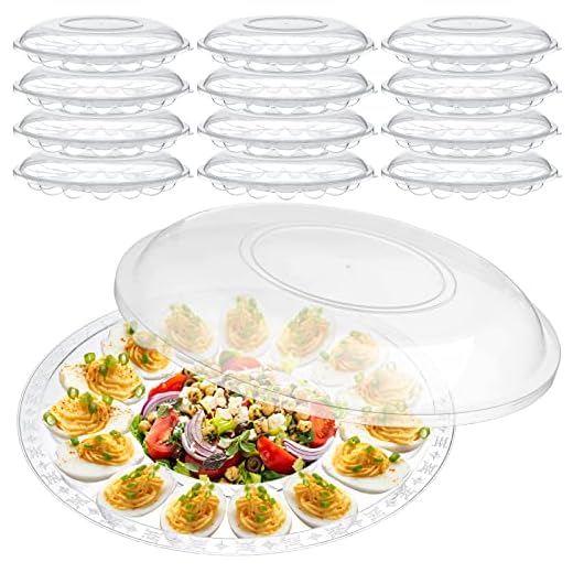 12 Pack Plastic Deviled Egg Tray with Lid 12 Inch Deviled Egg Carrier with Lid 15 Slot Deviled Egg Platter Reusable Egg Containers Clear Deviled Egg Holder for Party Serving Dish Plate Container