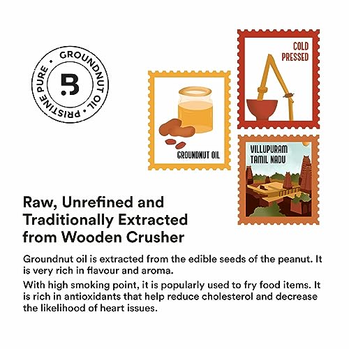 Image of Barosi Kachi Ghani Mustard Oil & Groundnut Oil Combo (1 Litre each) | Pure & Natural Cold Pressed Mustard Oil (Sarso Tel) & Ground nut Oil | Traditionally Extracted from Wooden Crusher | Pet Bottle